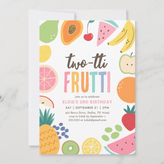 Invitation Fruits à deux tti 2e anniversaire (Devant)
