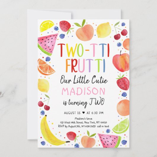 Invitation Fruits à deux tti Deuxième anniversaire (Devant)