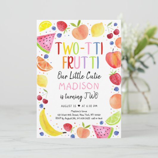 Invitation Fruits à deux tti Deuxième anniversaire (Debout devant)