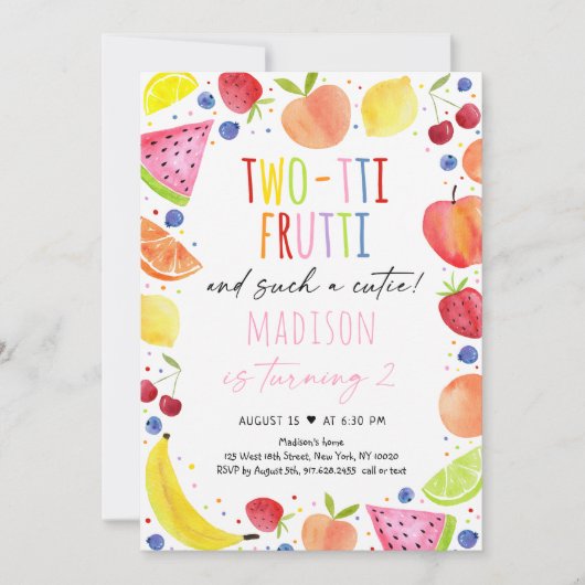 Invitation Fruits à deux tti Deuxième anniversaire (Devant)