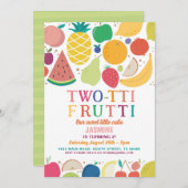 Invitation Fruits à deux tti fête d'anniversaire 2e Tutti (Devant / Derrière)