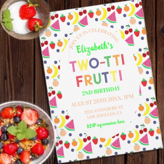 Invitation Fruits à deux tti Frutti 2e anniversaire