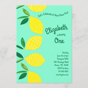 Invitation Fruits au citron Cute Enfants 1er anniversaire Fêt