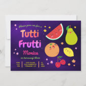 Invitation Fruits Cute Kawaii Fruits Tutti Frutti fête d'anni (Devant)