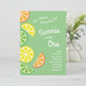 Invitation Fruits d'agrumes colorés 1er anniversaire Invitati (Debout devant)