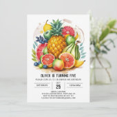 Invitation Fruits d'aquarelle colorée Anniversaire (Debout devant)