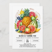 Invitation Fruits d'aquarelle colorée Anniversaire (Devant / Derrière)
