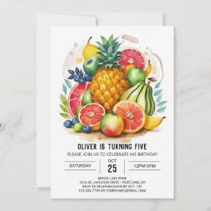 Invitation Fruits d'aquarelle colorée Anniversaire