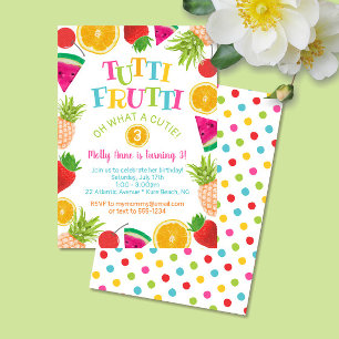 Invitation Fruits d'aquarelle Cute Tutti Fruits d'anniversair
