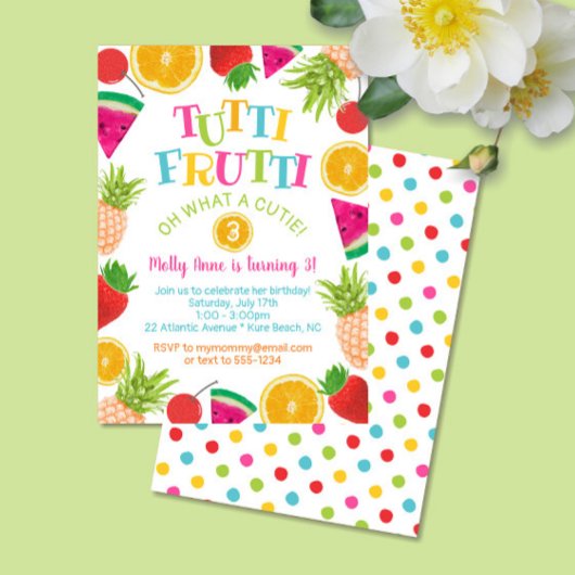 Invitation Fruits d'aquarelle Cute Tutti Fruits d'anniversair