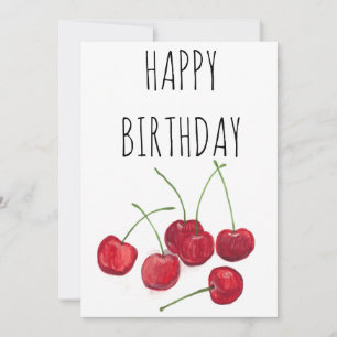 Invitation Fruits de Cerises rouges Aquarelle douce Joyeux an