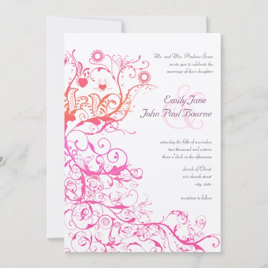 Invitation Fruits de corail de framboise rose Le mariage invi (Devant)