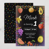 Invitation Fruits de danse mignonette Anniversaire (Devant / Derrière)