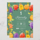 Invitation Fruits de danse mignonette Anniversaire (Devant / Derrière)