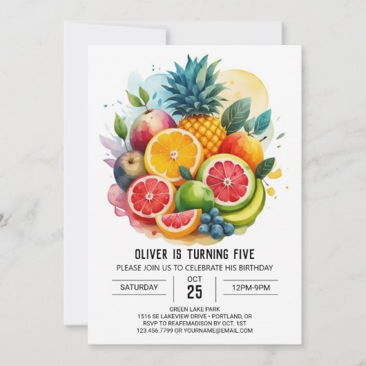 Invitation Fruits de Fiesta Banana Moderne Anniversaire (Devant)