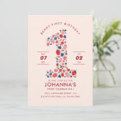 Invitation Fruits de fraises sucrés Pastel Rose (Debout devant)