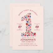 Invitation Fruits de fraises sucrés Pastel Rose (Devant / Derrière)