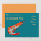 Invitation Fruits de mer crevette crevette dîner barbecue (Devant / Derrière)