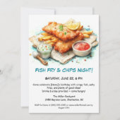 Invitation Fruits de mer décontractés - Poisson Fry & Chips A (Devant)