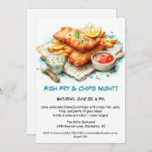 Invitation Fruits de mer décontractés - Poisson Fry & Chips A (Devant / Derrière)