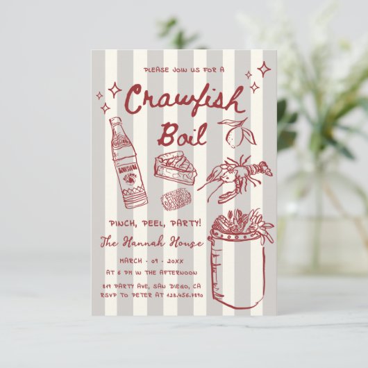 Invitation Fruits de mer tirés Crawfish Fête d'ébullition (Debout devant)