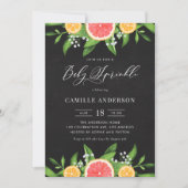 Invitation Fruits de raisin et Oranges Chalkboard Bébé saupou (Devant)