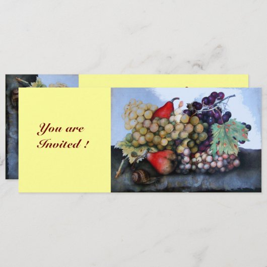 INVITATION FRUITS DE SAISON 1 - RAISONS ET PEARS (Devant / Derrière)