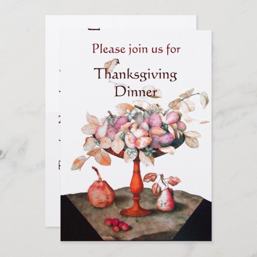 Invitation FRUITS DE SAISON 5 Dîner de Thanksgiving (Devant / Derrière)