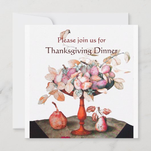 Invitation FRUITS DE SAISON 5 Dîner Thanksgiving Blanc (Devant)