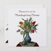 Invitation Fruits de saison / Dîner de Thanksgiving TULIPES g (Devant / Derrière)