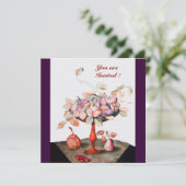 INVITATION FRUITS DE SAISON / FLEURS, PRUNES, ET FEUILLE (Debout devant)