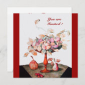 INVITATION FRUITS DE SAISON / FLEURS, PRUNES, ET FEUILLE (Devant / Derrière)