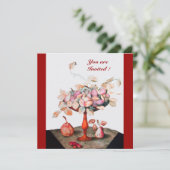 INVITATION FRUITS DE SAISON / FLEURS, PRUNES, ET FEUILLE (Debout devant)