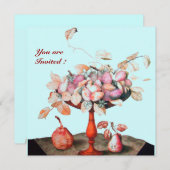 INVITATION FRUITS DE SAISON / FLEURS, PRUNES, ET FEUILLE (Devant / Derrière)