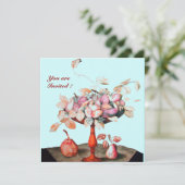 INVITATION FRUITS DE SAISON / FLEURS, PRUNES, ET FEUILLE (Debout devant)