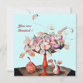 INVITATION FRUITS DE SAISON / FLEURS, PRUNES, ET FEUILLE (Devant)