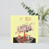 INVITATION FRUITS DE SAISON / FLEURS, PRUNES, ET FEUILLE (Debout devant)