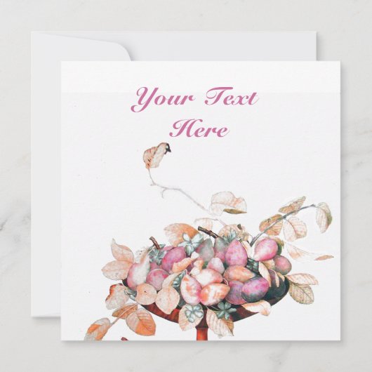 INVITATION FRUITS DE SAISON / FLEURS, PRUNES, ET FEUILLE (Dos)