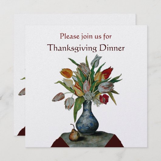 Invitation FRUITS DE SAISON /TULIPS Dîner d'action de grâces (Devant / Derrière)