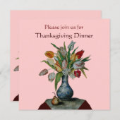 Invitation FRUITS DE SAISON /TULIPS Dîner Thanksgiving Rose (Devant / Derrière)