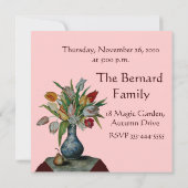 Invitation FRUITS DE SAISON /TULIPS Dîner Thanksgiving Rose (Dos)