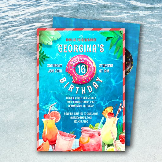 Invitation Fruits d'été Boissons sucrées 16 fêtes Anniversair