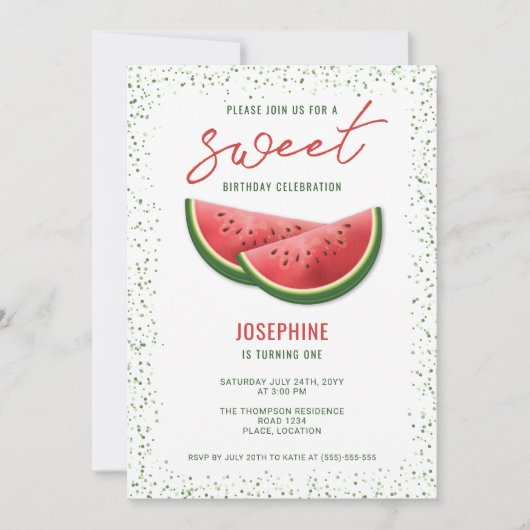 Invitation Fruits d'été de pastèque Tranches de fruits doux A (Devant)