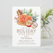 Invitation Fruits d'hiver Floral Aquarelle Maison ouverte (Debout devant)