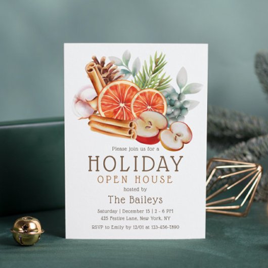 Invitation Fruits d'hiver Floral Aquarelle Maison ouverte