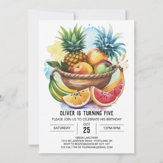 Invitation Fruits en ligne Chic Anniversaire (Devant)