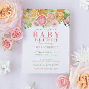 Invitation Fruits et fleurs d'agrumes Brunch pour bébé