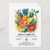 Invitation Fruits Fiesta Boho Anniversaire (Devant / Derrière)