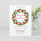 Invitation Fruits Fleurs Feuilles de Fraise Rouge Mariage (Debout devant)