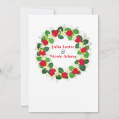 Invitation Fruits Fleurs Feuilles de Fraise Rouge Mariage (Dos)